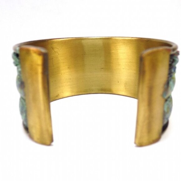 WOMENS SOUTHWEST STYLE COPPER WITH TURQUOISE OVERLAY CUFF BRACELET - Picture 2 of 6